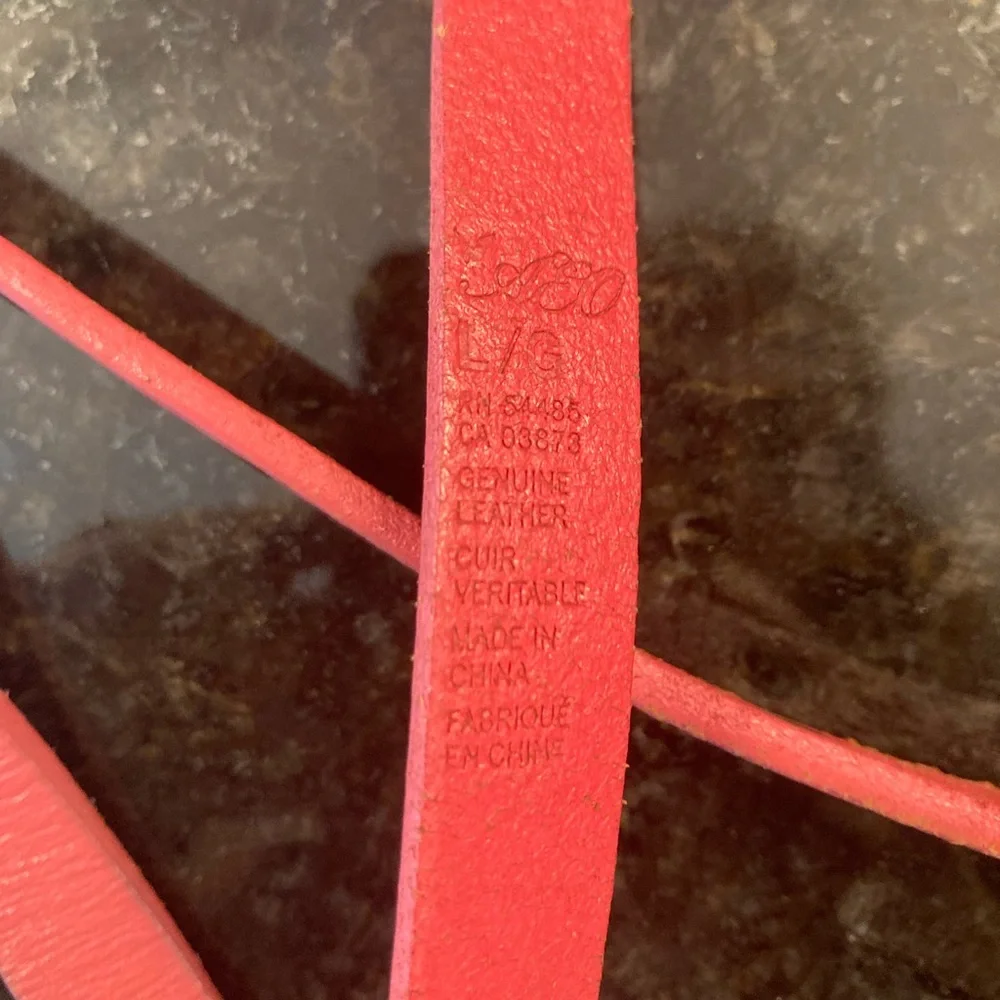 AEO American Eagle Outfitters Salmon Pink Genuine Leather Skinny Belt size large
